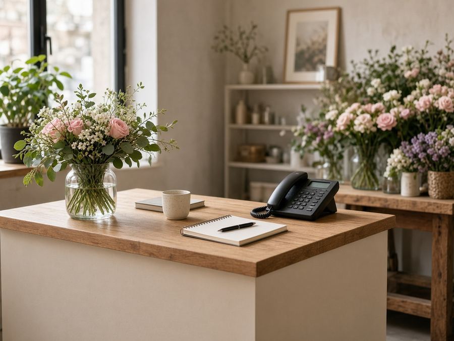 Contact desk at Florals Melanscius in Kaunas